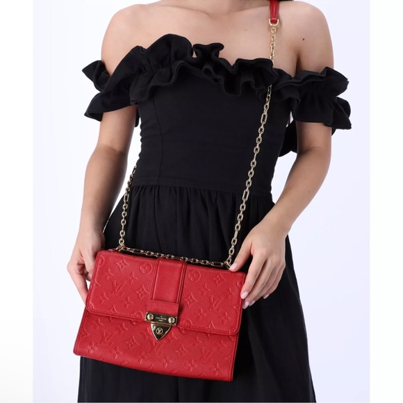 Louis Vuitton Saint Sulpice PM Monogram Empreinte Red Shoulder Bag Crossbody - Picture 1 of 15